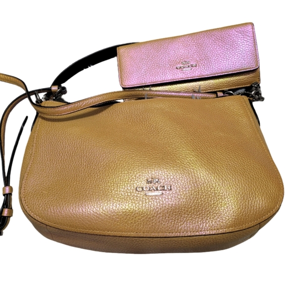 Coach “Chelsea” Crossbody Iridescent/Pearlized Bag w/Matching Wallet - Picture 1 of 7